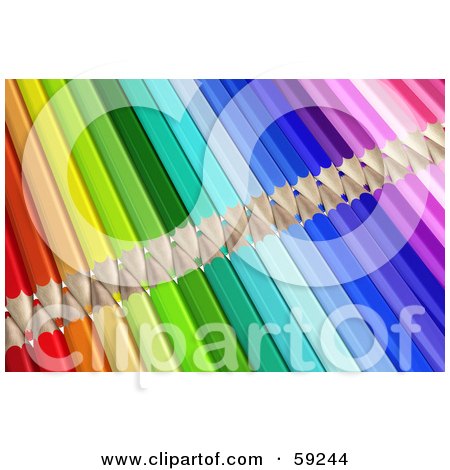Royalty-Free (RF) Clipart Illustration of Two Rows Of Colored Pencils With Their Tips Pointing Inwards - Version 3 by Frog974
