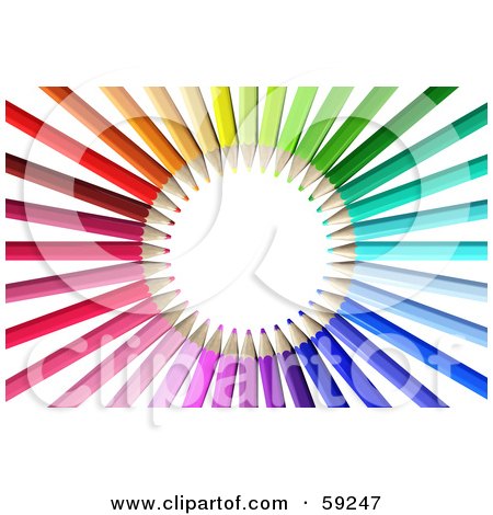 Royalty-Free (RF) Clipart Illustration of a Wide Circle Made Of Colorful Pencils by Frog974