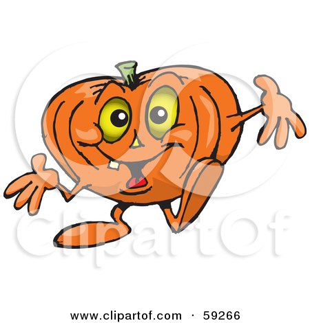 Royalty-Free (RF) Clipart Illustration of a Friendly Orange Halloween Pumpkin Walking And Gesturing With His Hands by Dennis Holmes Designs