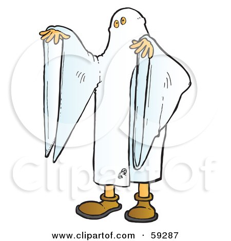 Royalty-Free (RF) Clipart Illustration of a Child Wearing A White Sheet, Being A Halloween Ghost by Snowy