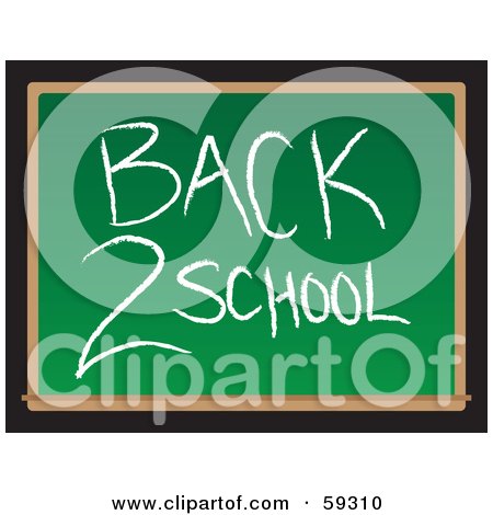 Royalty-Free (RF) Clipart Illustration of a Back 2 School Message Written In Chalk On A Green Board by Arena Creative