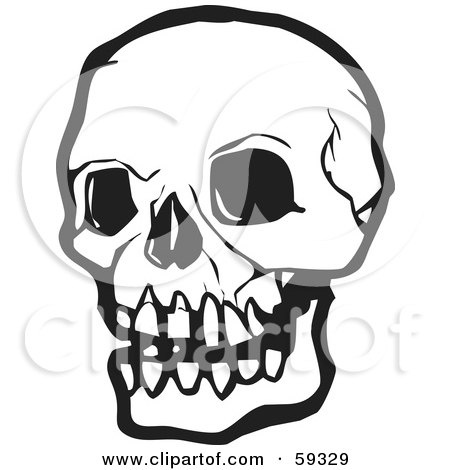 Royalty-Free (RF) Clipart Illustration of a White Human Skull With Dark Eye Sockets by xunantunich