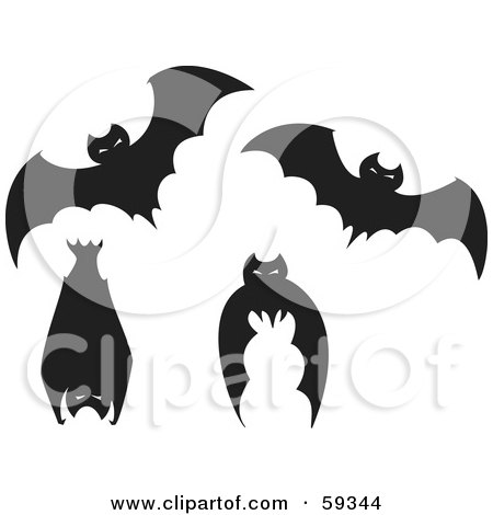 Royalty-Free (RF) Clipart Illustration of a Digital Collage Of Four Black Bats by xunantunich