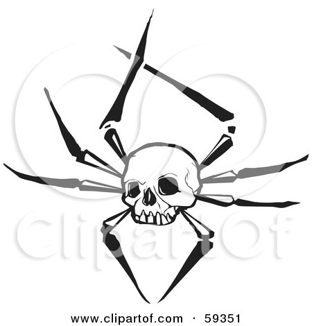Royalty-Free (RF) Clipart Illustration of a Human Skull With Spider Legs by xunantunich