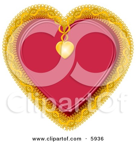 Red Heart Decorated with Gold Trim Clipart Picture by djart