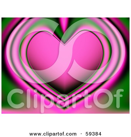 Royalty-Free (RF) Clipart Illustration of a Pink And Green Radiating Heart Background by ShazamImages