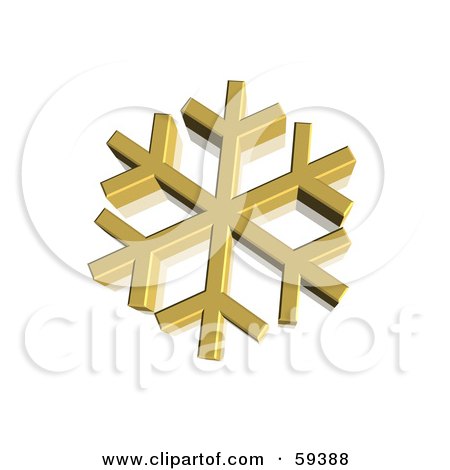 Royalty-Free (RF) Clipart Illustration of a 3d Golden Snowflake On White by ShazamImages