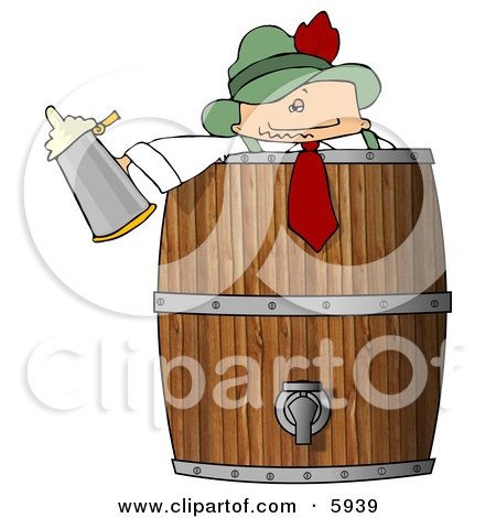German Man Celebrating Oktoberfest with Lots of Beer Clipart Picture by djart