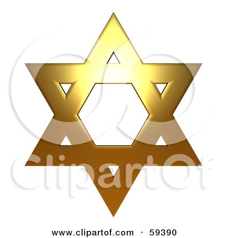 Royalty-Free (RF) Clipart Illustration of a 3d Copper Star Of David On White by ShazamImages