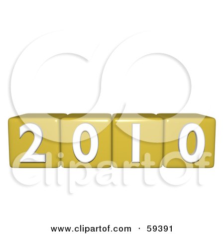 Royalty-Free (RF) Clipart Illustration of Yellow Number Blocks Displaying The Year 2010 by ShazamImages