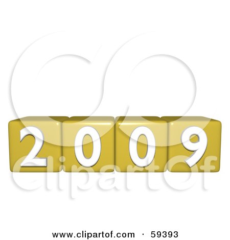 Royalty-Free (RF) Clipart Illustration of Yellow Number Blocks Displaying The Year 2009  by ShazamImages