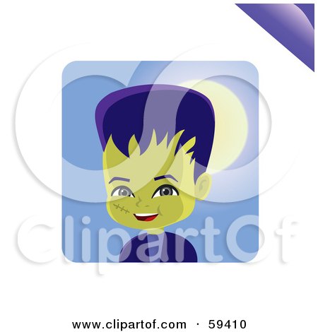 Royalty-Free (RF) Clipart Illustration of a Friendly Little Frankenstein Smiling by Monica