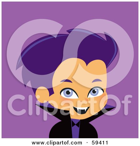 Royalty-Free (RF) Clipart Illustration of a Cute Little Vampire Boy Showing His Fangs by Monica