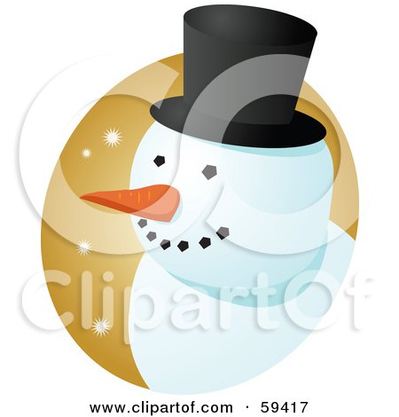 Royalty-Free (RF) Clipart Illustration of a Friendly Snowman Face With A Carrot Nose And Top Hat by Kheng Guan Toh