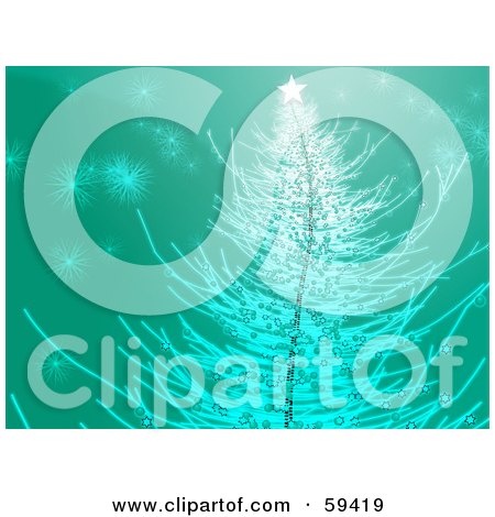 Royalty-Free (RF) Clipart Illustration of a White Sparkling Christmas Tree Topped With A Star On Green by Kheng Guan Toh