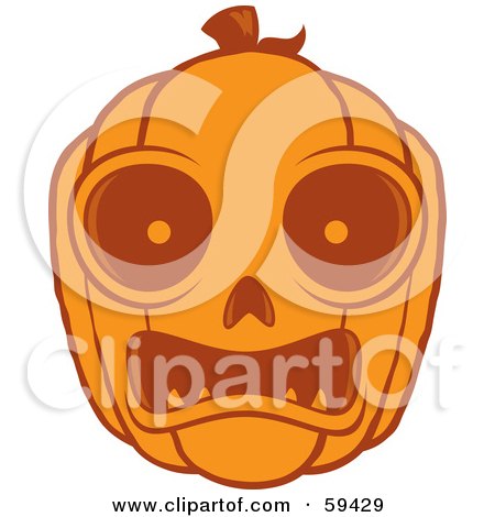 Royalty-Free (RF) Clipart Illustration of a Frightened Orange Pumpkin Face by John Schwegel