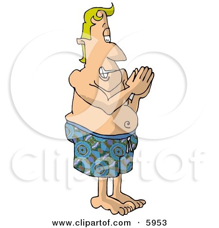 Scared Man Preparing to Dive Into a Swimming Pool Clipart Picture by djart