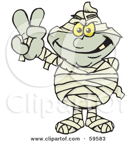Royalty-Free (RF) Clipart Illustration of a Peaceful Mummy Gesturing The Peace Sign by Dennis Holmes Designs