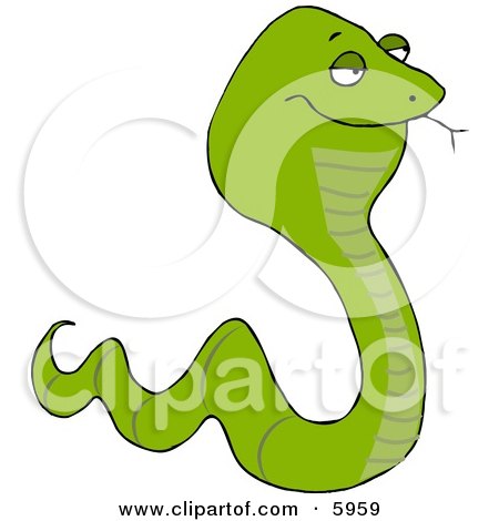 Venomous Green Snake Tasting the Air with its Tongue Clipart Picture by djart