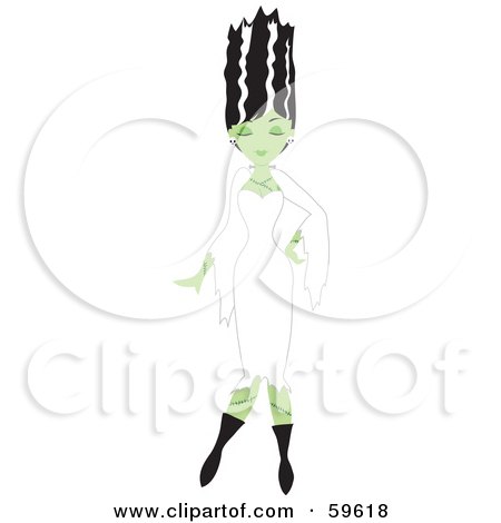 Royalty-Free (RF) Clipart Illustration of a Sexy And Stylish Bride Of Frankenstein Posing In A White Dress by Rosie Piter