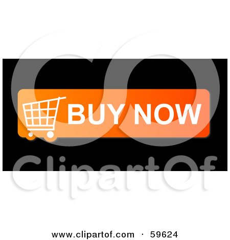 Royalty-Free (RF) Clipart Illustration of an Orange Buy Now Shopping Cart Button Icon On Black by oboy
