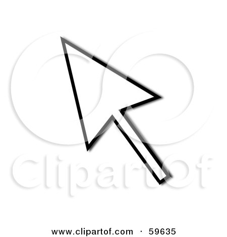 Royalty-Free (RF) Clipart Illustration of a Black Pointing Cursor Arrow Outline by oboy