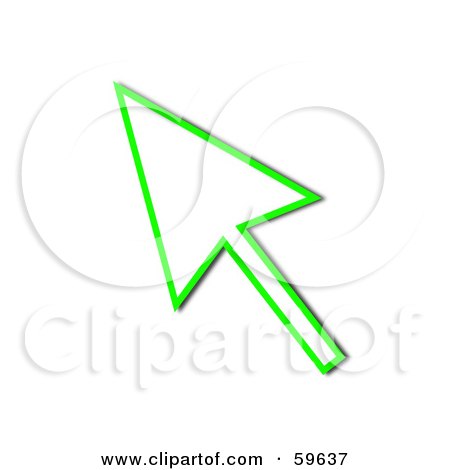 Royalty-Free (RF) Clipart Illustration of a Green Pointing Cursor Arrow Outline by oboy