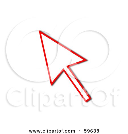 Royalty-Free (RF) Clipart Illustration of a Red Pointing Cursor Arrow Outline by oboy