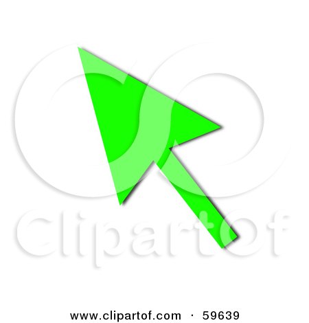 Royalty-Free (RF) Clipart Illustration of a Solid Green Pointing Cursor Arrow by oboy