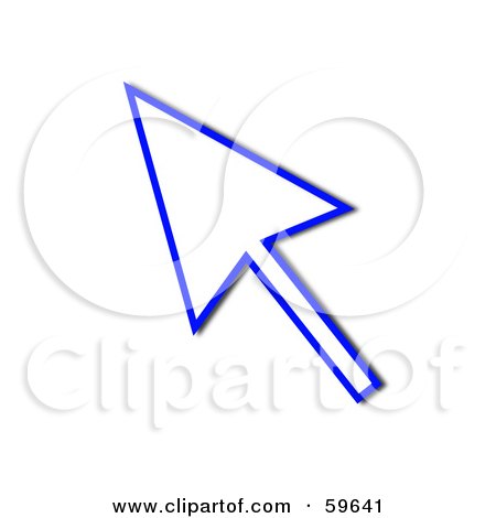 Royalty-Free (RF) Clipart Illustration of a Blue Pointing Cursor Arrow Outline by oboy