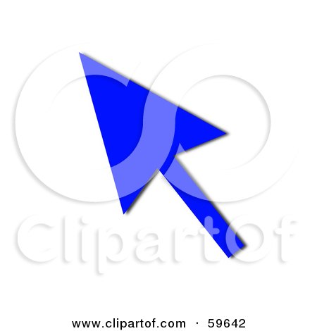 Royalty-Free (RF) Clipart Illustration of a Solid Blue Pointing Cursor Arrow by oboy