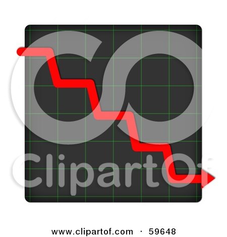 Royalty-Free (RF) Clipart Illustration of a Red Arrow Racing Down A Chart by oboy