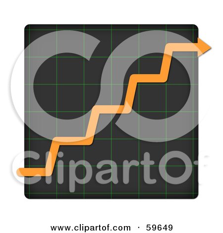 Royalty-Free (RF) Clipart Illustration of an Orange Arrow Climbing A Graph by oboy