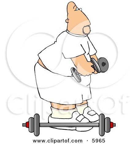 Bald Man Lifting Weights at a Gym Clipart Picture by djart