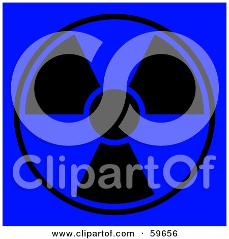 Royalty-Free (RF) Clipart Illustration of a Black And Blue Radiation Symbol On Blue by oboy