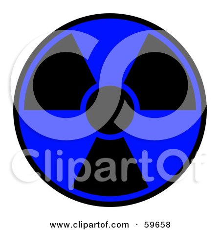 Royalty-Free (RF) Clipart Illustration of a Black And Blue Radiation Symbol On White by oboy