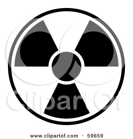 Royalty-Free (RF) Clipart Illustration of a Black And White Radiation Symbol On White by oboy