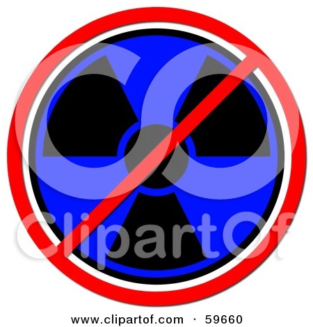 Royalty-Free (RF) Clipart Illustration of a Blue Radiation Prohibited Sign On White by oboy