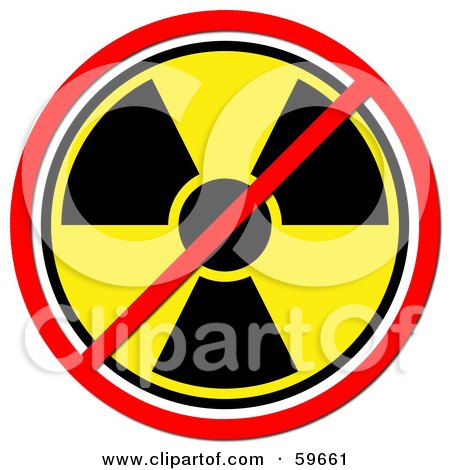 Royalty-Free (RF) Clipart Illustration of a Yellow Radiation Prohibited Sign On White by oboy