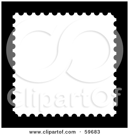 Royalty-Free (RF) Clipart Illustration of a Blank White Stamp With White Trim On Black by oboy