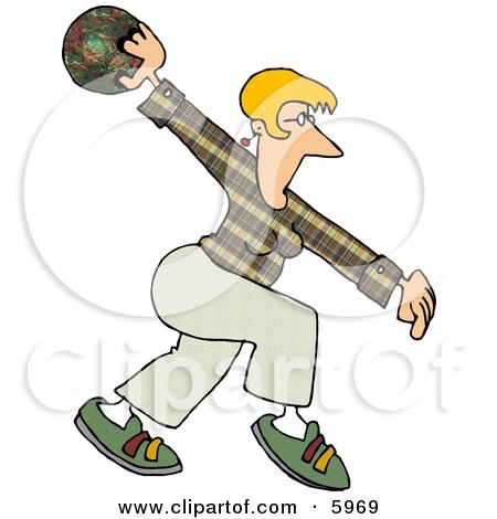 Professional Female Bowler Throwing the Ball Clipart Picture by djart