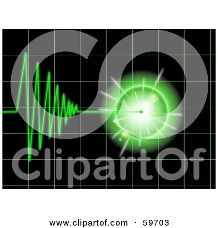 Royalty-Free (RF) Clipart Illustration of a Green Tremor And Waves On A Grid Over Black by oboy