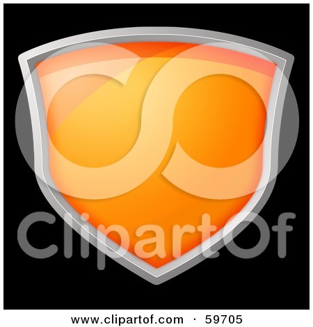 Royalty-Free (RF) Clipart Illustration of a Wide Shiny Orange Shield Rimmed In Chrome by oboy
