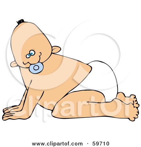 Royalty-Free (RF) Clipart Illustration of a Little Baby Boy In A Diaper, Crawling by djart