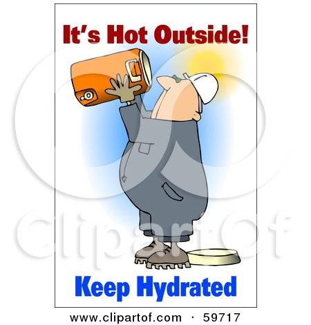 Royalty-Free (RF) Clipart Illustration of a Thirsty Worker Man Holding Up A Water Cooler by djart