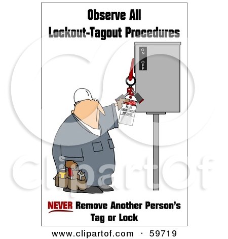 Royalty-Free (RF) Clipart Illustration of a Worker Man Reading An Electrical Tag by djart