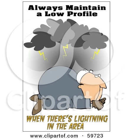 Royalty-Free (RF) Clipart Illustration of a Worker Man On The Ground Under Lightning by djart