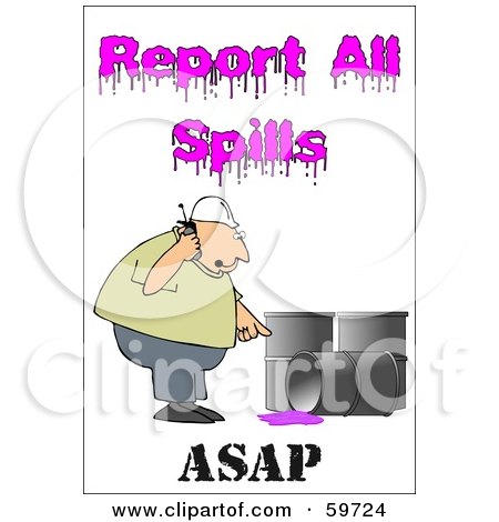 Royalty-Free (RF) Clipart Illustration of a Worker Calling To Report An Oil Spill by djart