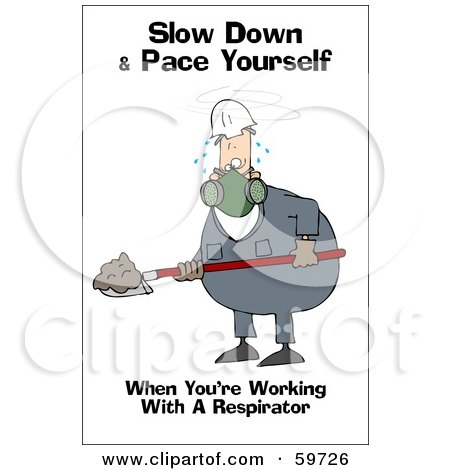 Royalty-Free (RF) Clipart Illustration of a Worker Man Wearing A Respirator And Shoveling by djart