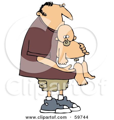 Royalty-Free (RF) Clipart Illustration of a Father Standing And Carrying His Baby by djart